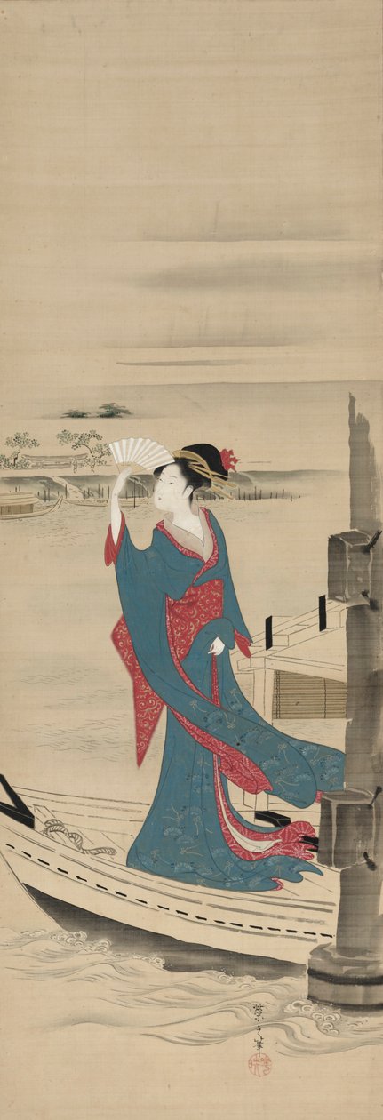 Bellezza in una barca sul fiume Sumida, fine 1700-inizio 1800 da Chobunsai Eishi