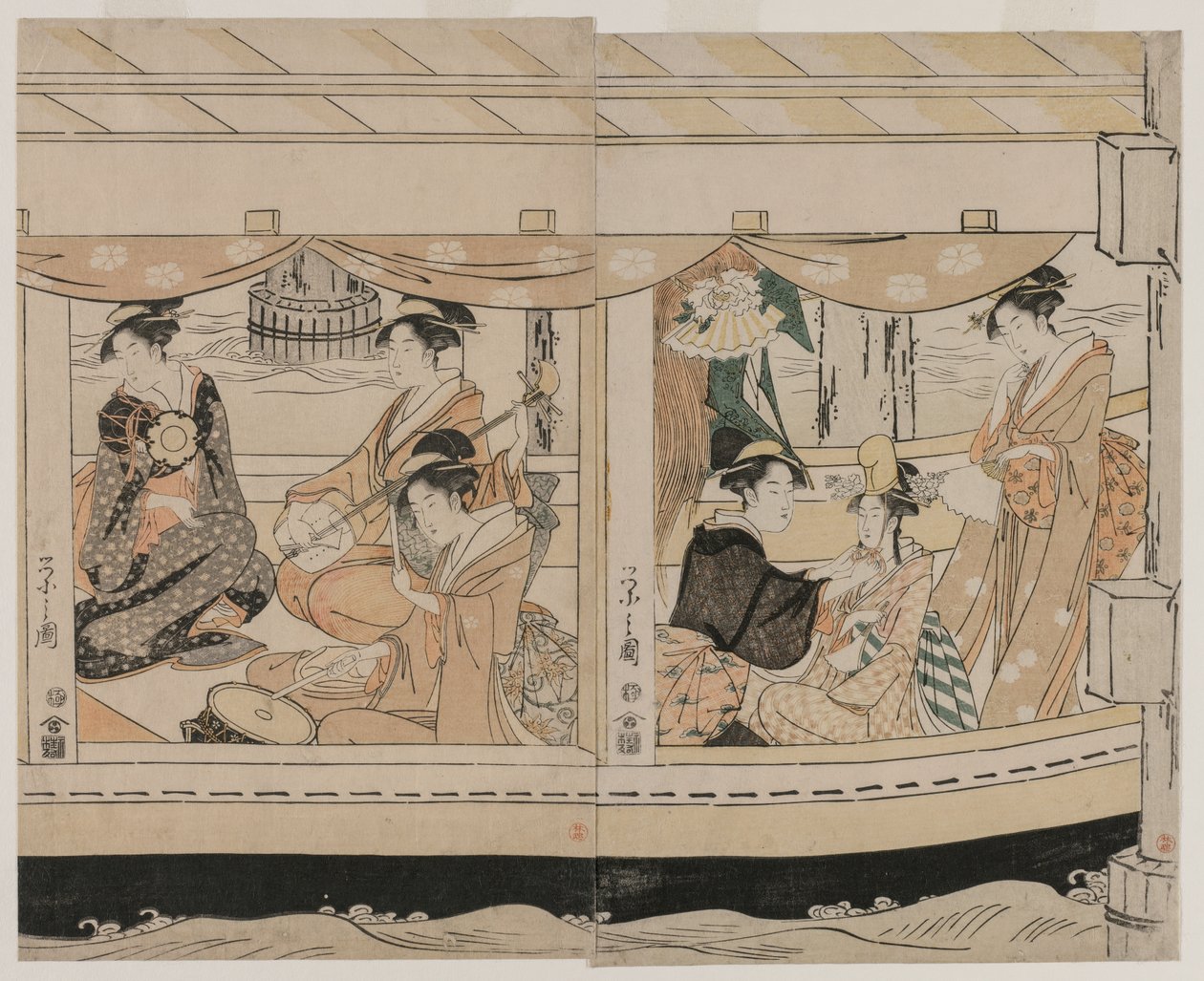 In barca sul fiume Sumida, metà 1790 da Chobunsai Eishi