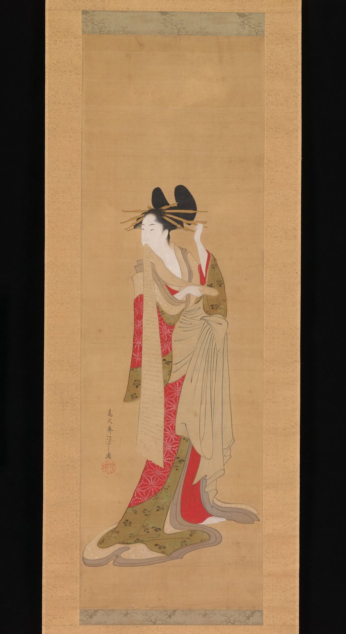 Cortigiana con una lettera in bocca da Chobunsai Eishi