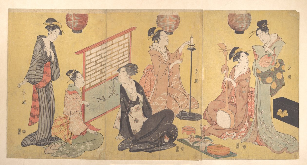 Geisha che si prepara per un intrattenimento da Chobunsai Eishi