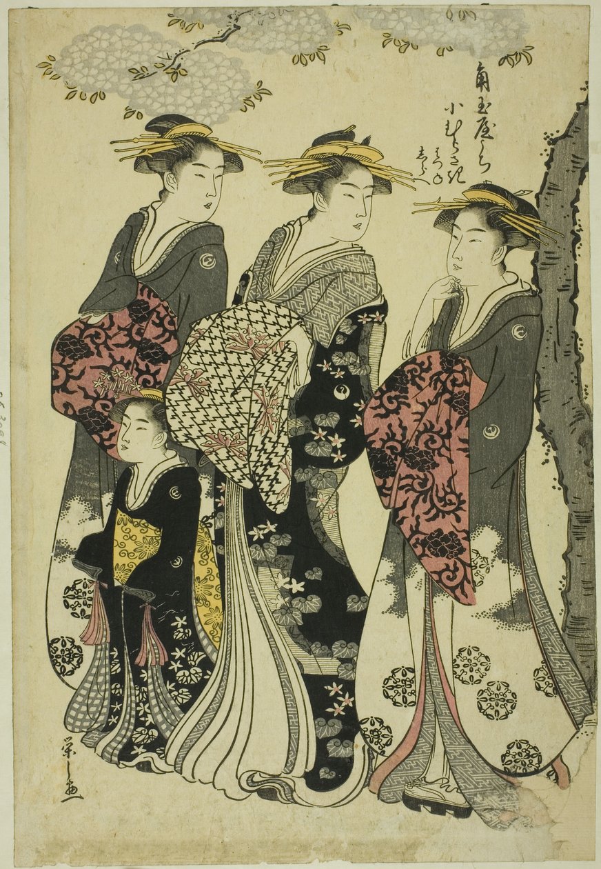 Komurasaki del Kadotamaya con le assistenti Hatsune e Shirabe da Chobunsai Eishi