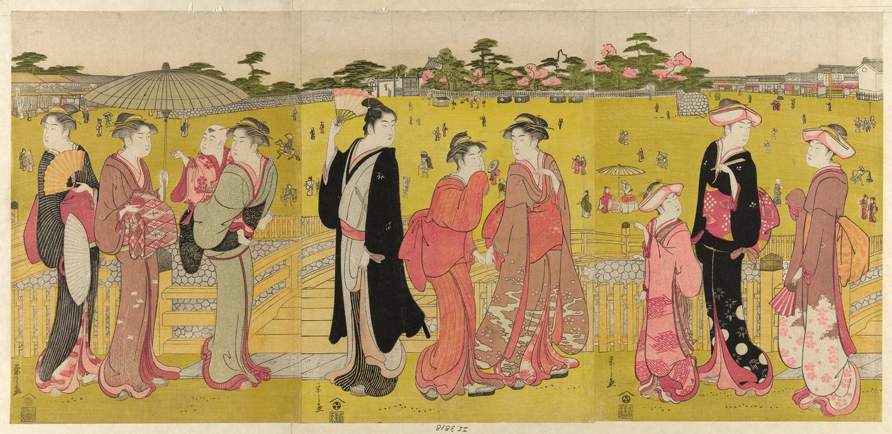 Passeggiando vicino a Mihashi a Ueno da Chobunsai Eishi