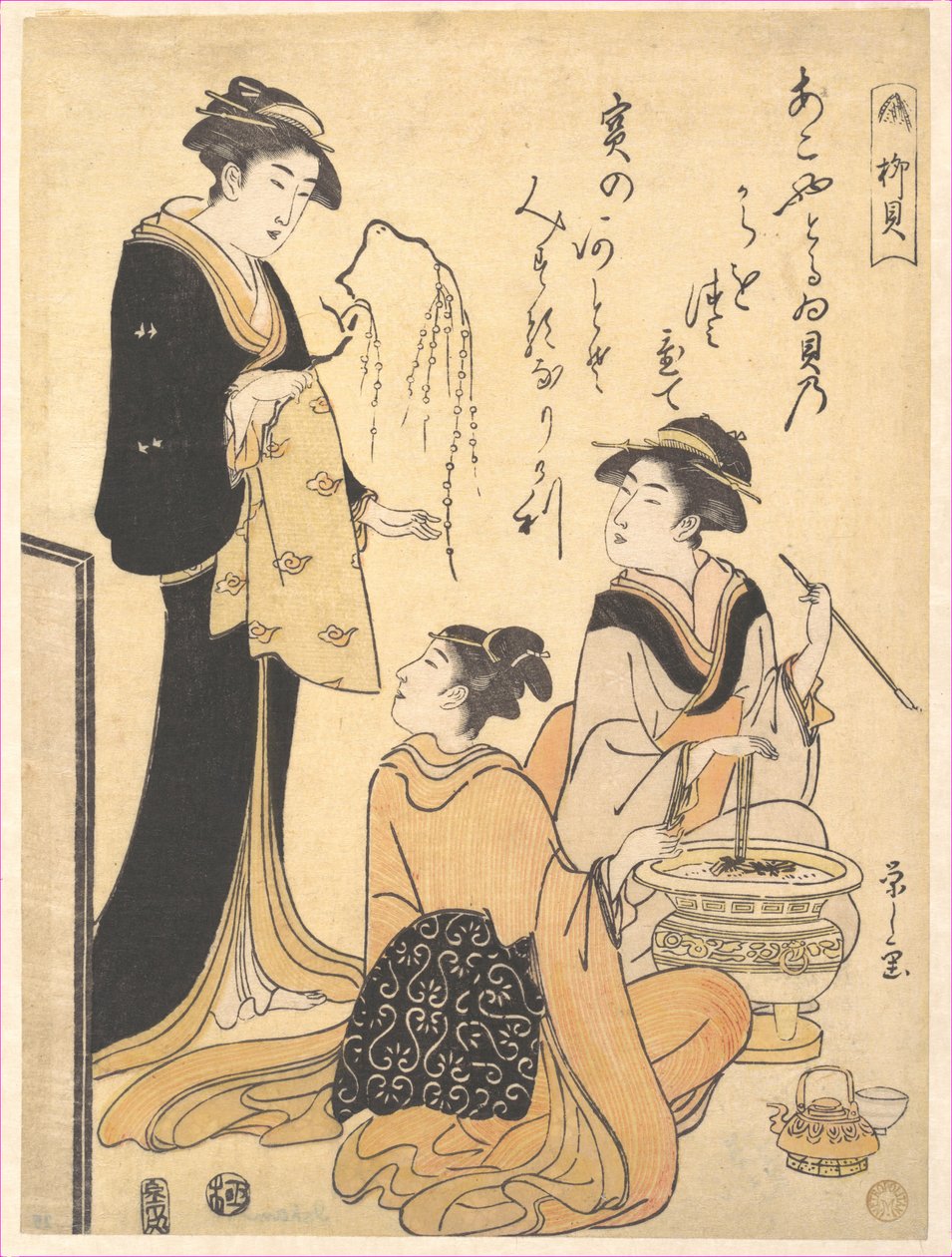 “La conchiglia di salice” (Yanagi-kai), tratta da una serie senza titolo di stampe dedicate alla bellezza sul tema delle conchiglie da Chobunsai Eishi