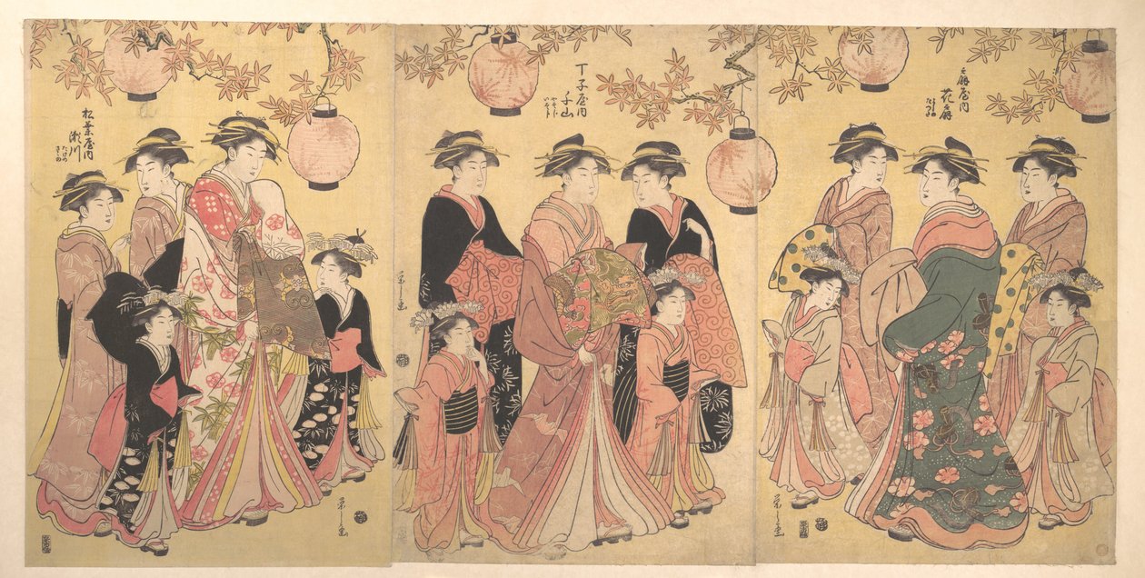 La parata di Yoshiwara in autunno da Chobunsai Eishi