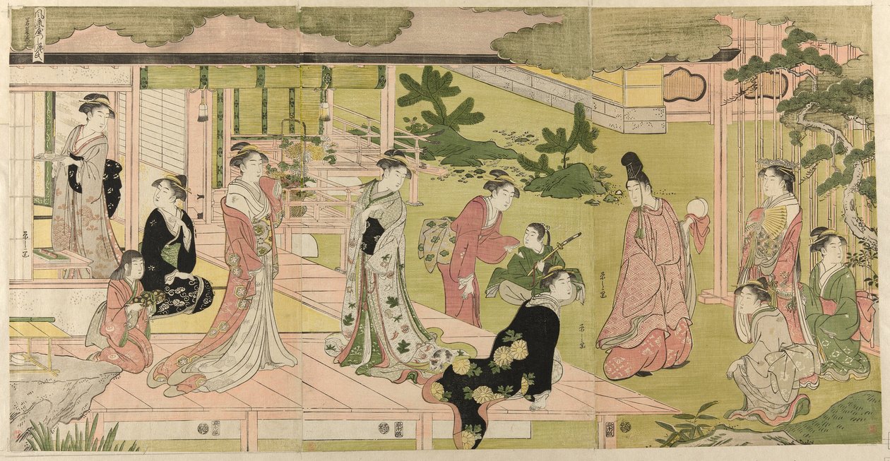 Wakana, Parte 1 (Wakana, jo), dalla serie "Una Parodia alla Moda del Racconto di Genji (Furyu yatsushi Genji)" da Chobunsai Eishi