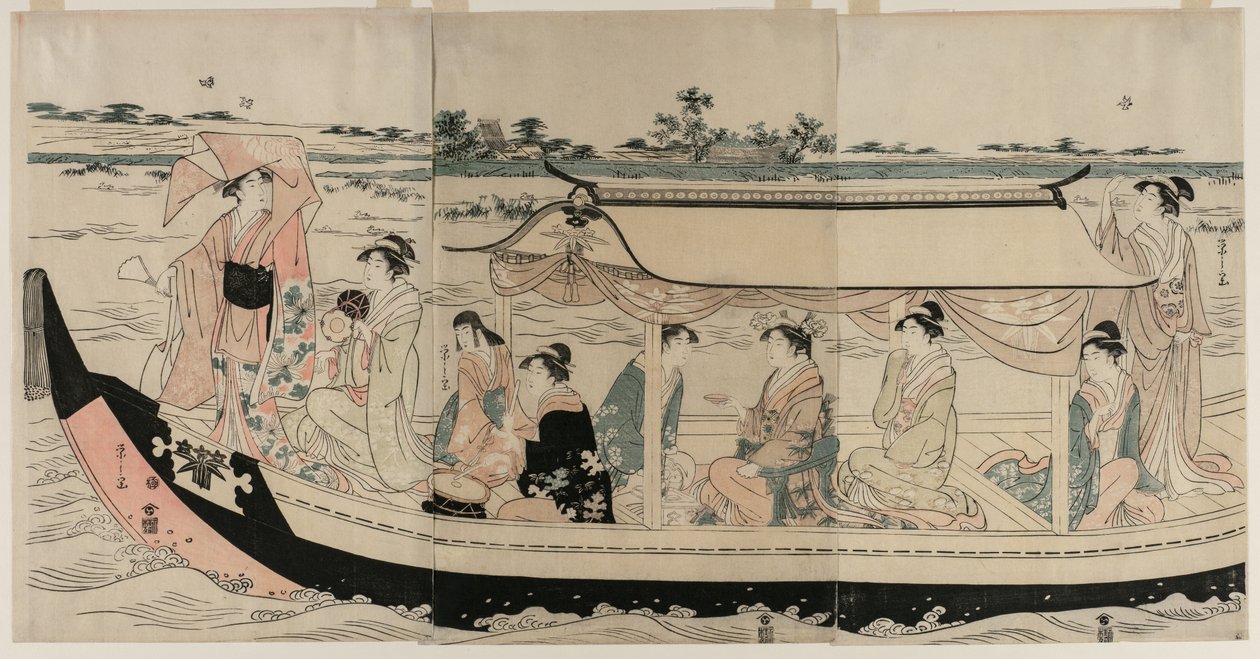 Donne in una Barca da Piacere sul Fiume Sumida, primi anni 1790 da Chobunsai Eishi