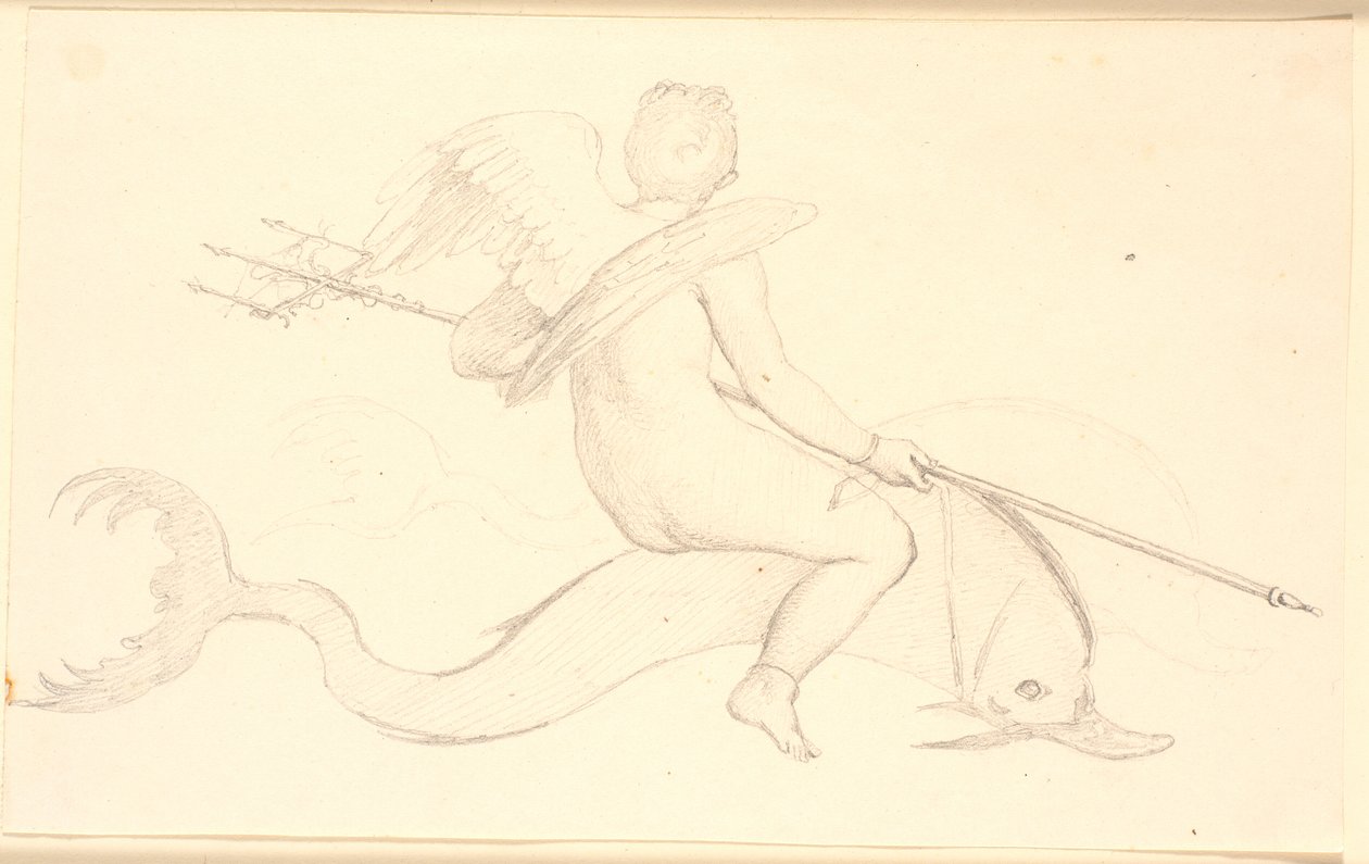 Amorino che cavalca un delfino. Motivo pompeiano da Christen Købke