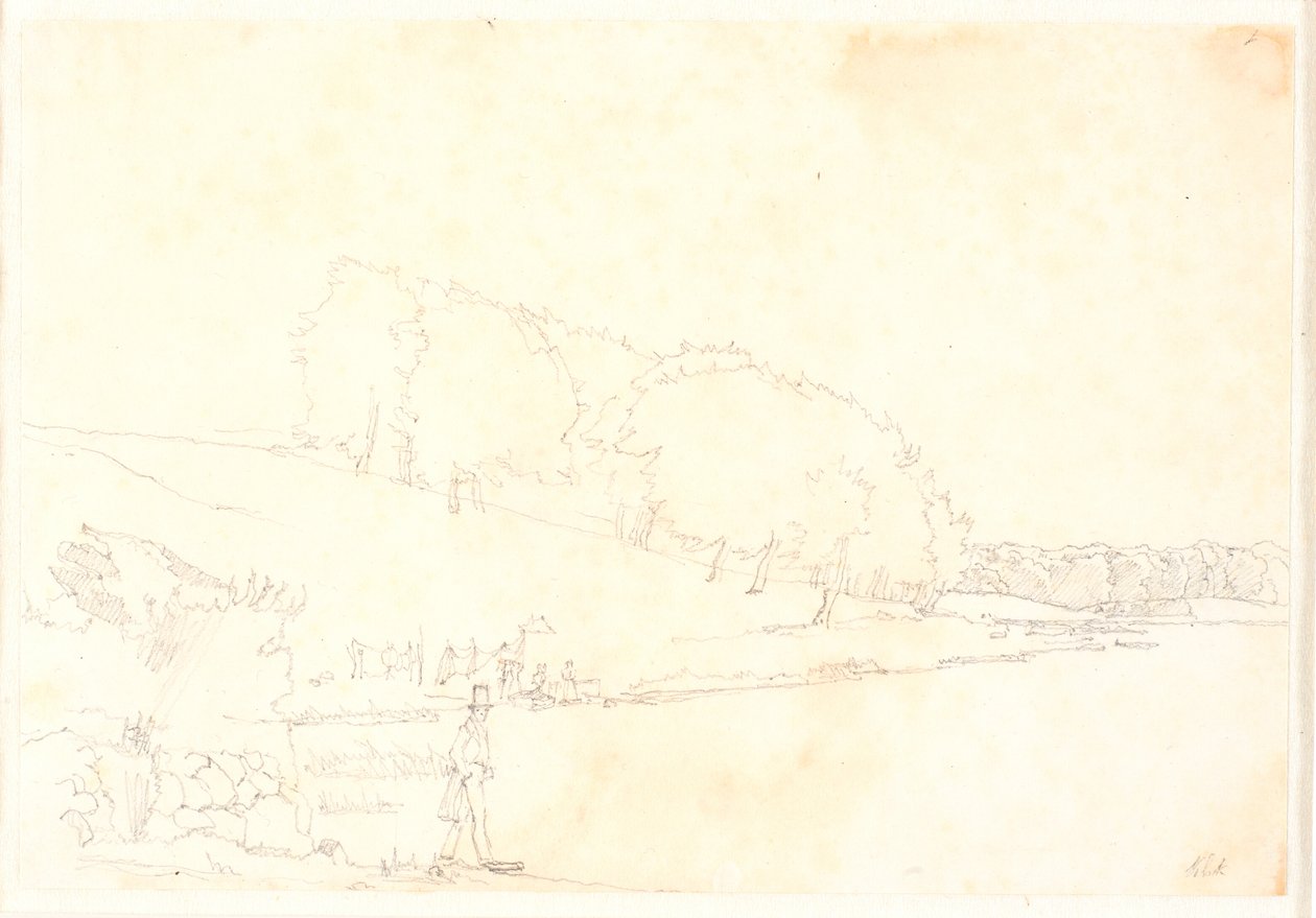 Paesaggio collinare con lago da Christen Købke