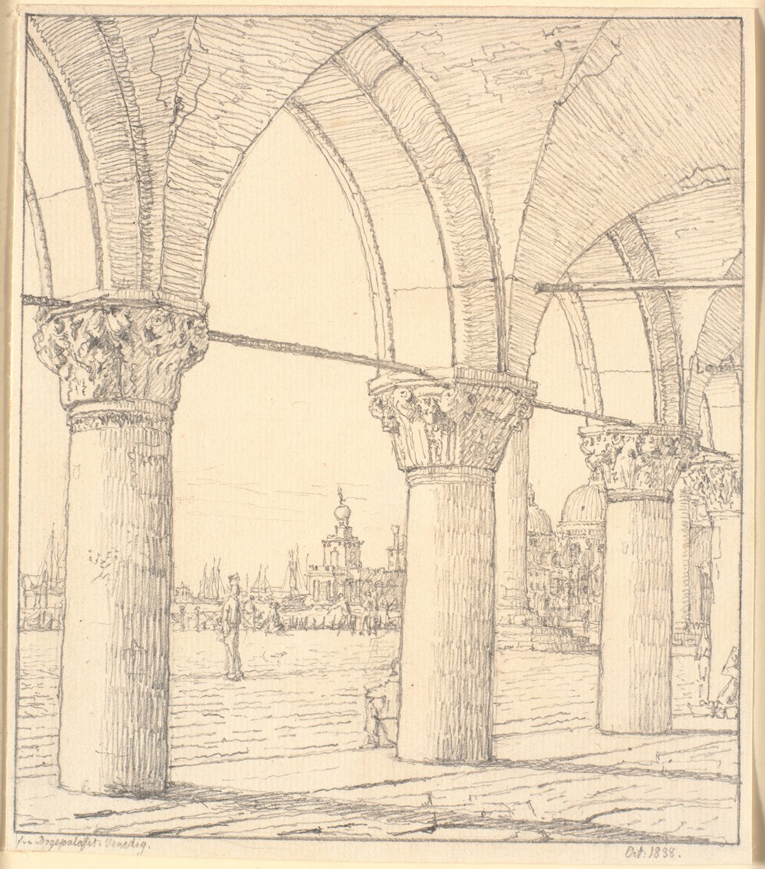 Parte del colonnato sotto il Palazzo Ducale a Venezia da Christen Købke