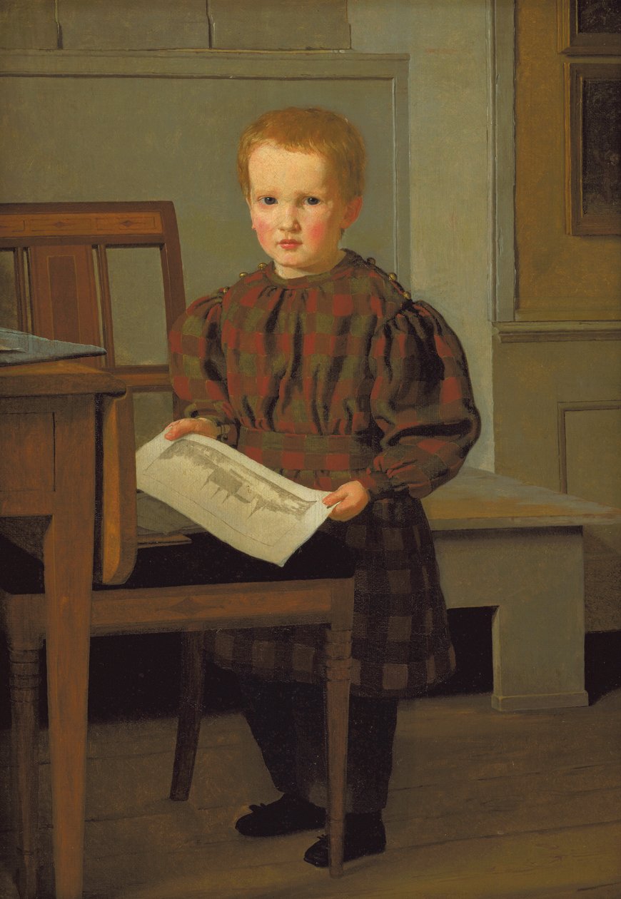 Il figlio di C.W. Eckersberg, Julius, nello studio del padre da Christen Købke
