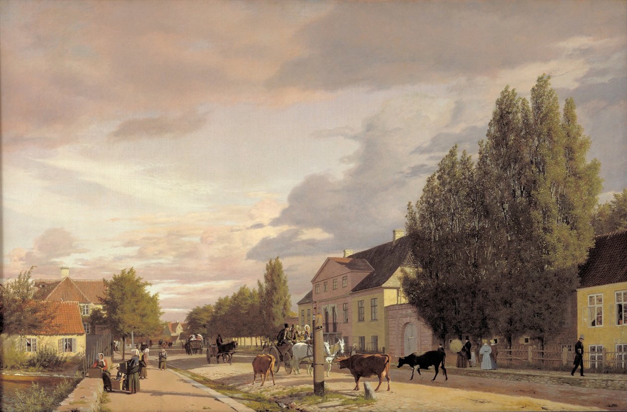 Veduta di una strada a Østerbro fuori Copenaghen. Luce del mattino, 1836 da Christen Schjellerup Købke