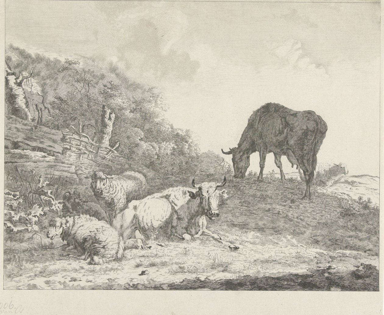 Paesaggio con bestiame da Christiaan Godfried Schutze van Houten