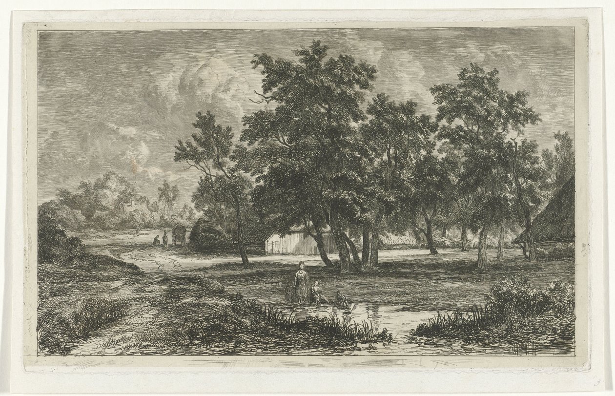 Paesaggio con fattoria tra gli alberi da Christiaan Immerzeel