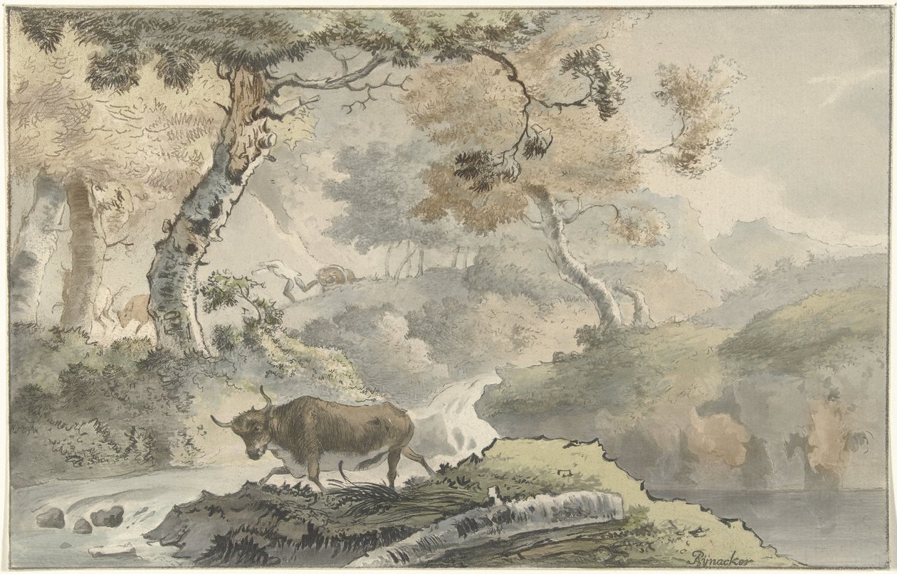Paesaggio boschivo con toro da Christiaan Josi