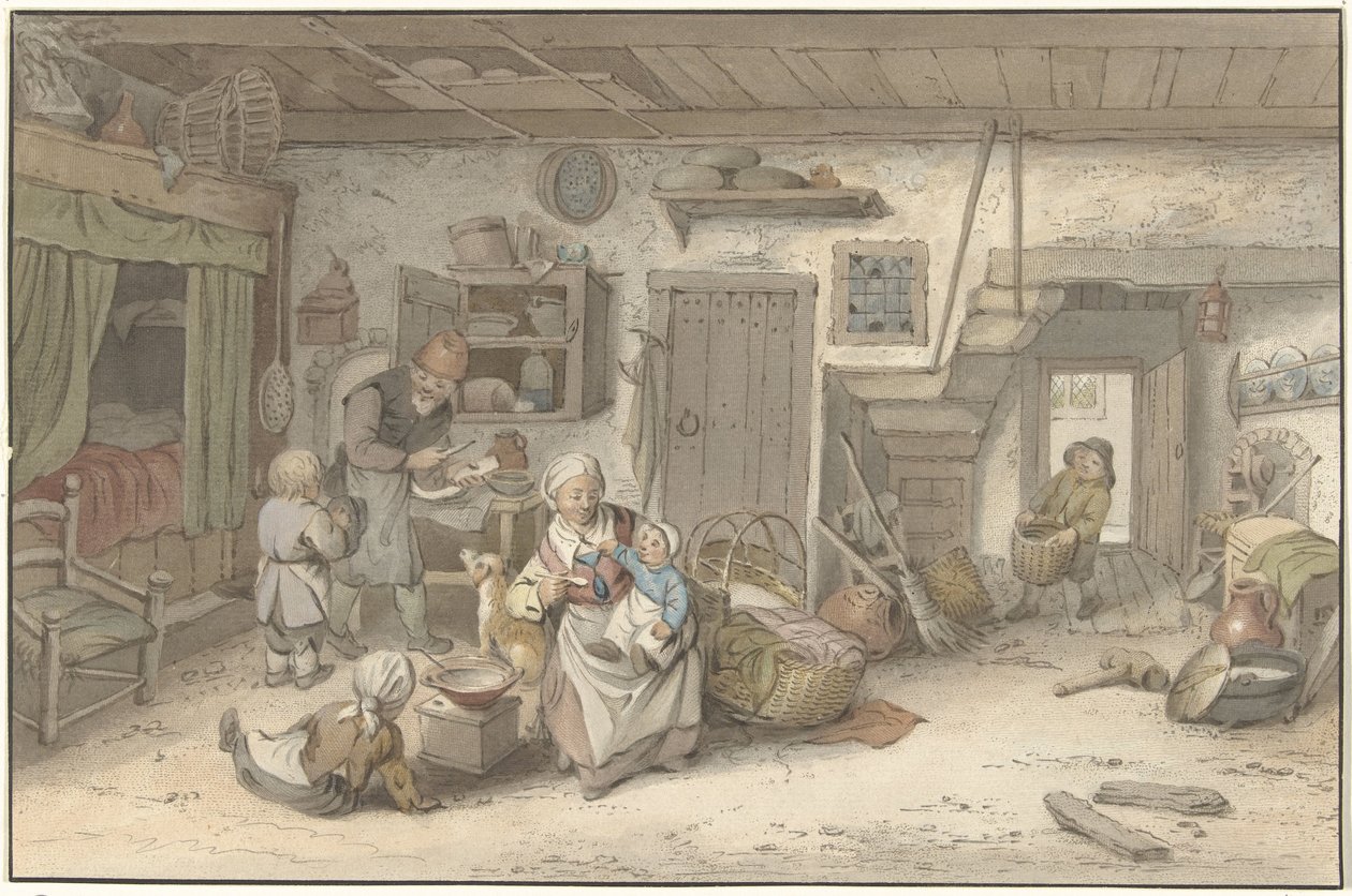 Interno con famiglia di contadini da Christiaan Josi