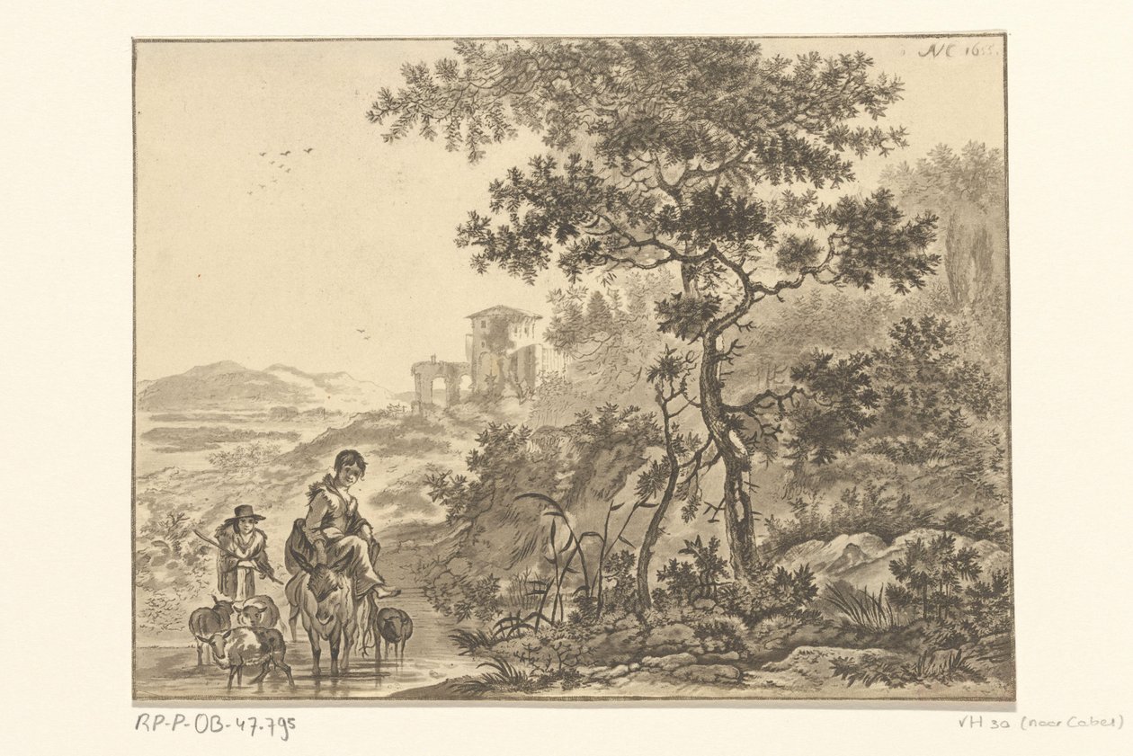 Paesaggio italianizzante con pastore da Christiaan Josi