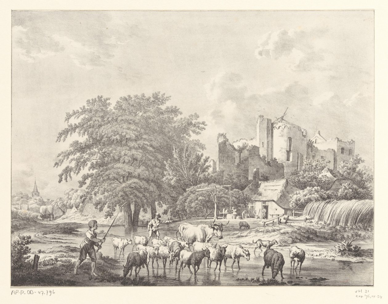Gregge di bestiame presso le rovine del Castello Brederode da Christiaan Josi