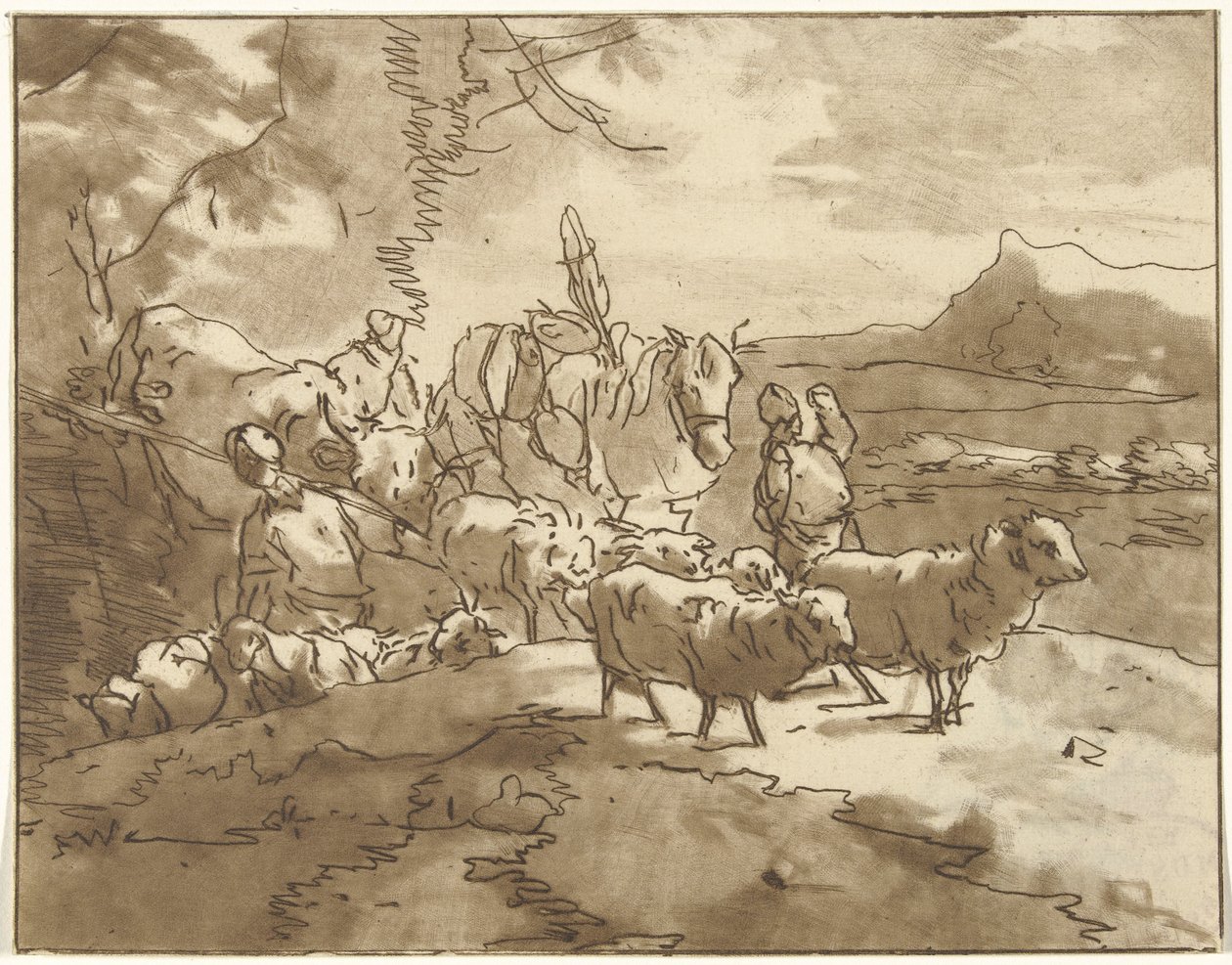 Paesaggio con pastori e bestiame da Christiaan Josi
