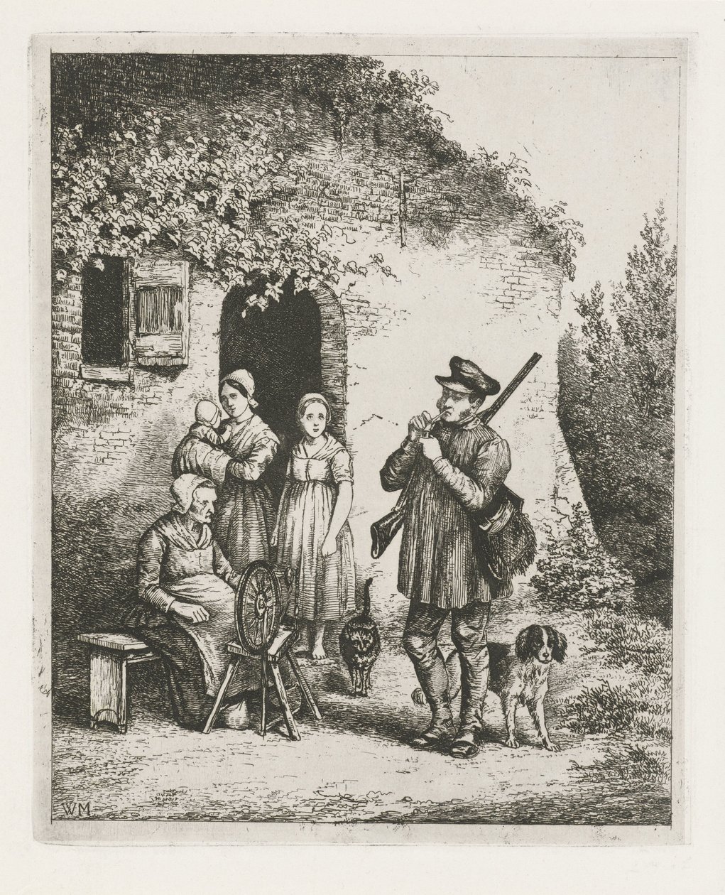 Compagnia davanti alla porta di una casa da Christiaan Wilhelmus Moorrees
