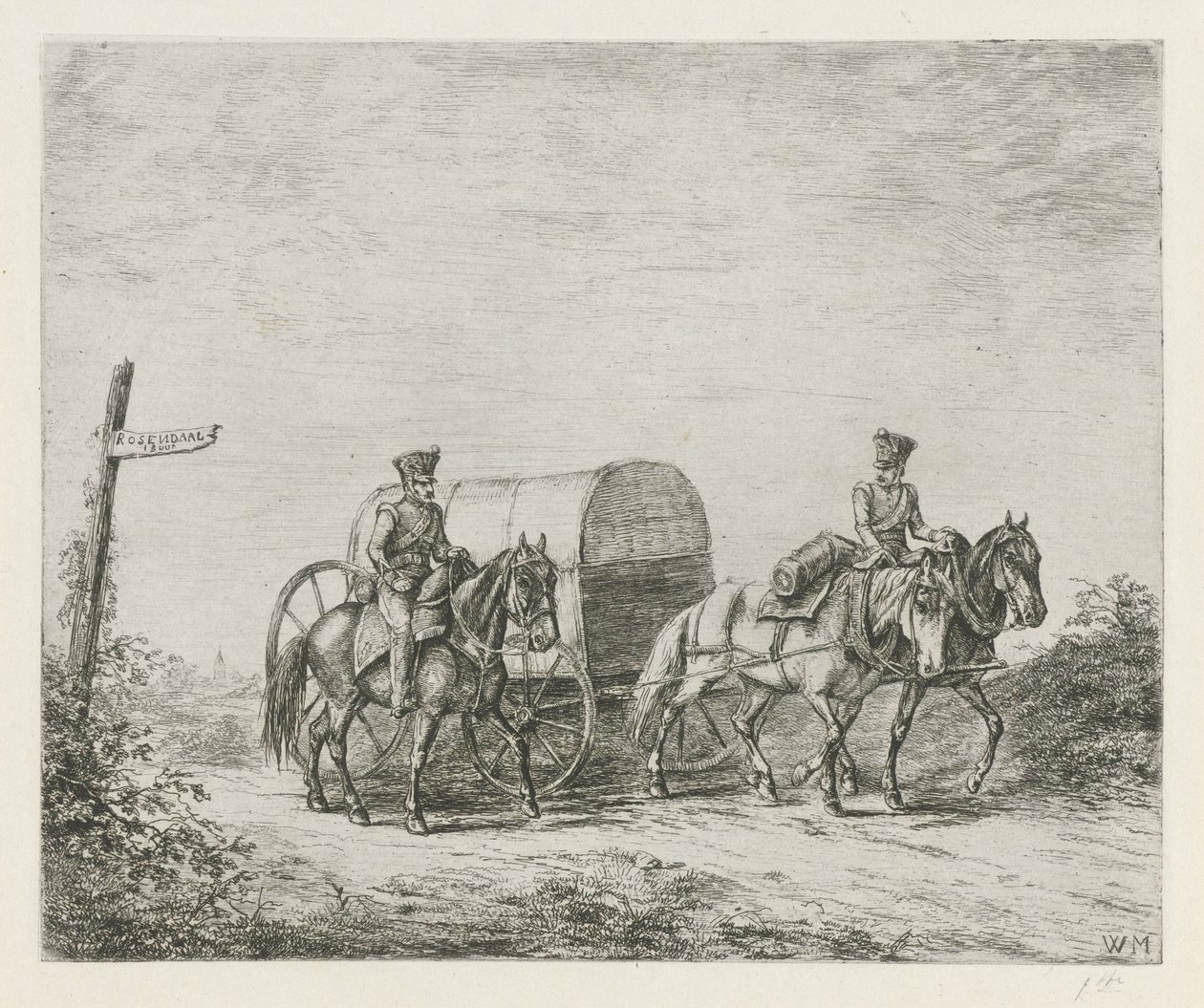Due soldati a cavallo in viaggio da Christiaan Wilhelmus Moorrees