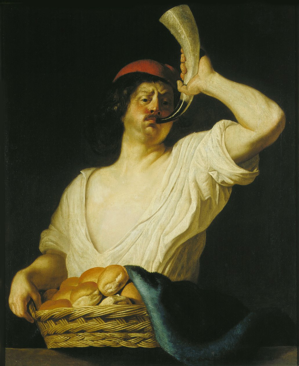 Un Fornaio che Suona il Corno, 1650 da Christiaen van Couwenbergh