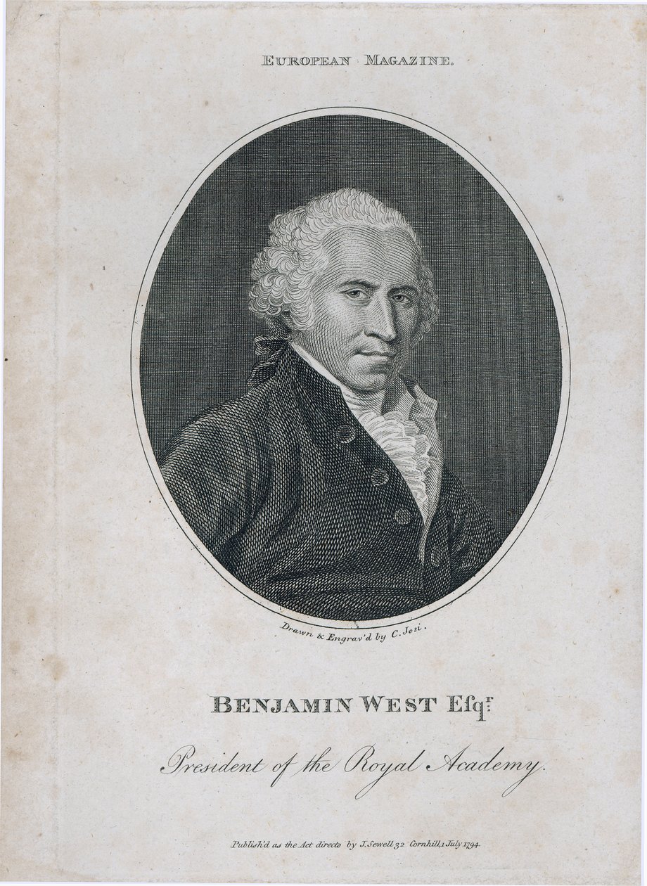 Ritratto di Benjamin West, Presidente della Royal Academy, inciso dall