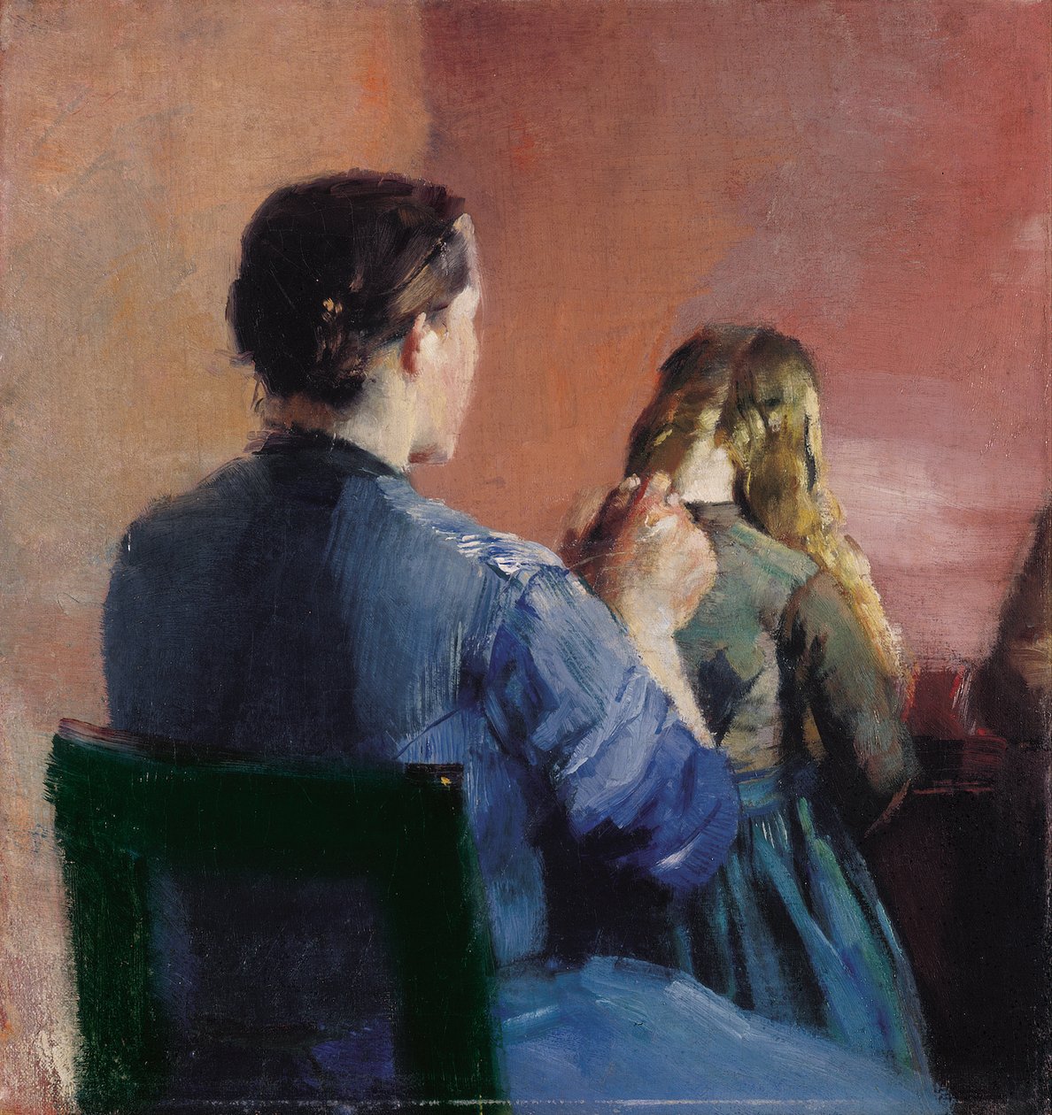 Una madre che pettina i capelli della sua piccola figlia da Christian Krohg