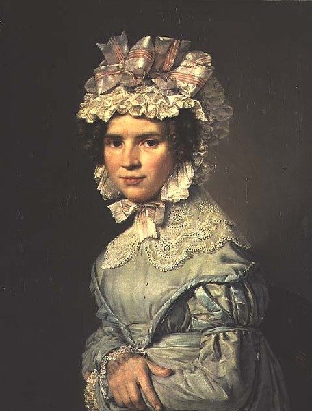 Ritratto di una signora in un vestito blu da Christian-Albrecht Jensen
