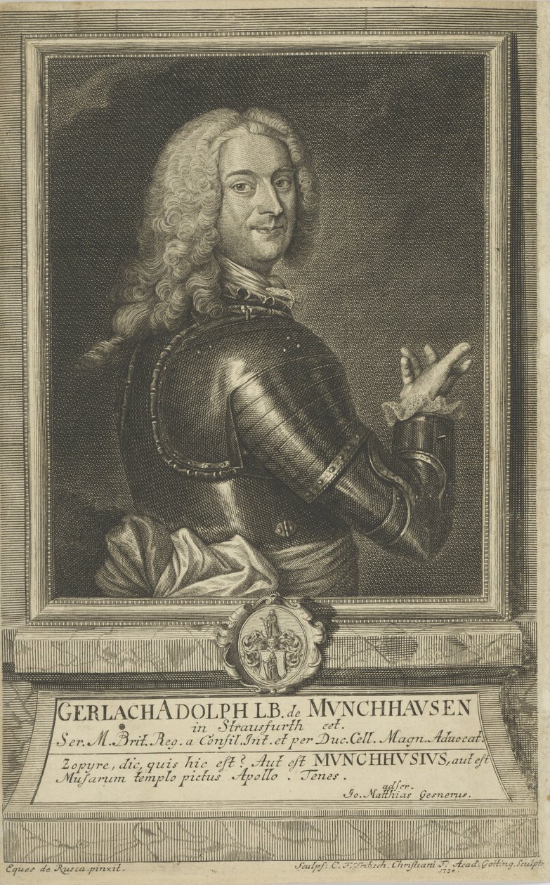 Ritratto di Gerlach Adolph von Münchhausen, 1738 da Christian Friedrich Fritzsch