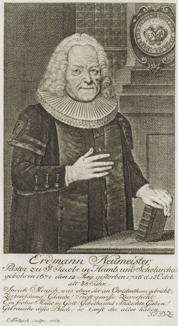 PPN663946751 Erdmann Neumeister, parroco di St. Jacobi ad Amburgo e di Scholarcha. (1763) da Christian Fritzsch