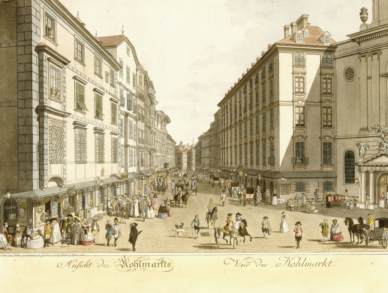 Veduta di Kohlmarkt, 1786 da Christian Georg II Schutz or Schuz