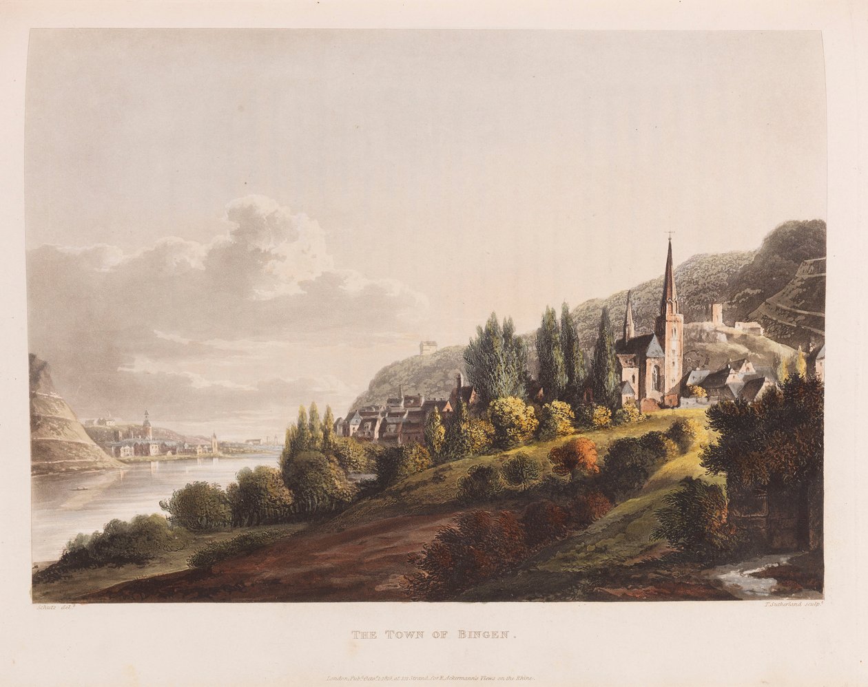 Bingen. Da: Un tour pittoresco lungo il Reno, 1820 da Christian Georg Schütz the Younger