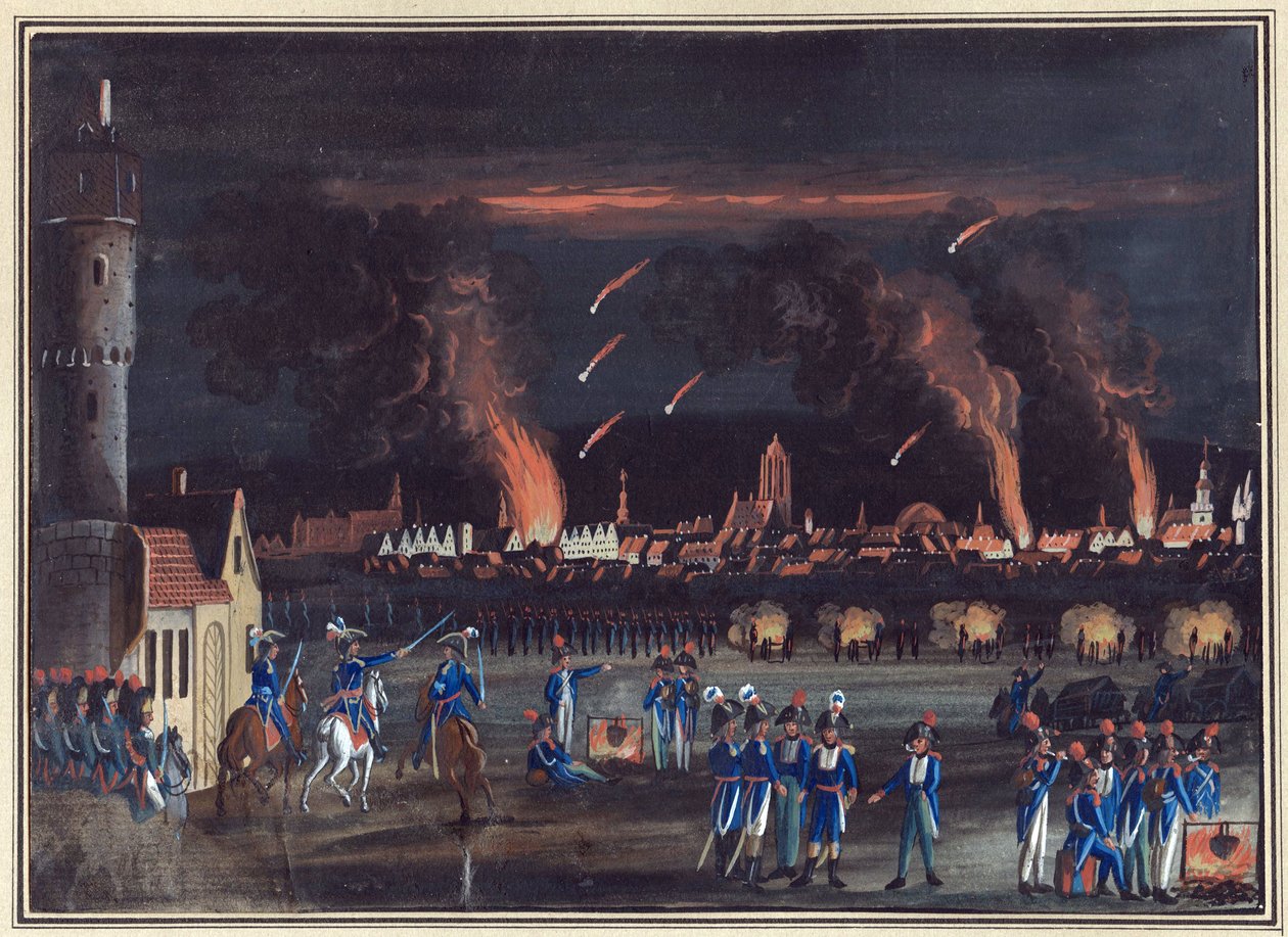 Prima coalizione - 13 giugno 1796: bombardamento di Francoforte sul Meno da parte dei francesi da Christian Georg the Elder Schuetz