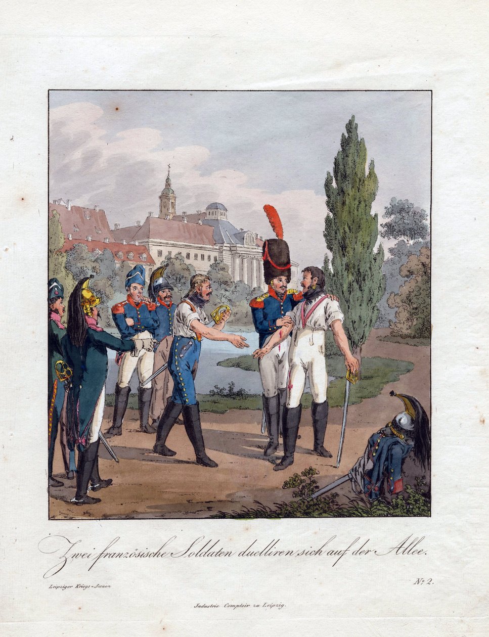 Il duello di due soldati francesi da Christian Gottfried Geissler