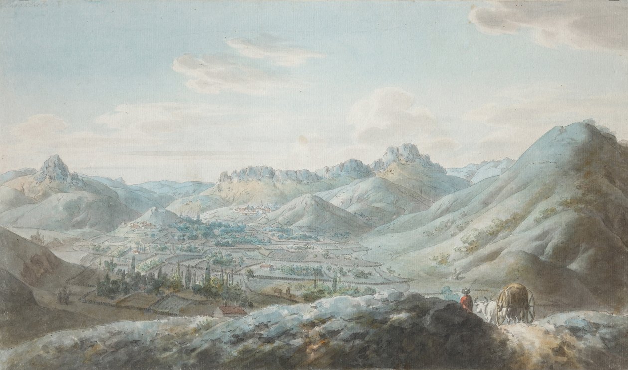 Vista della Catena Montuosa Taraktash nelle Montagne della Crimea, 1810s da Christian Gottfried Heinrich Geissler