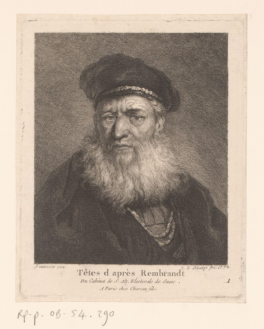 Vecchio con berretto e barba da Christian Gottfried Schultze