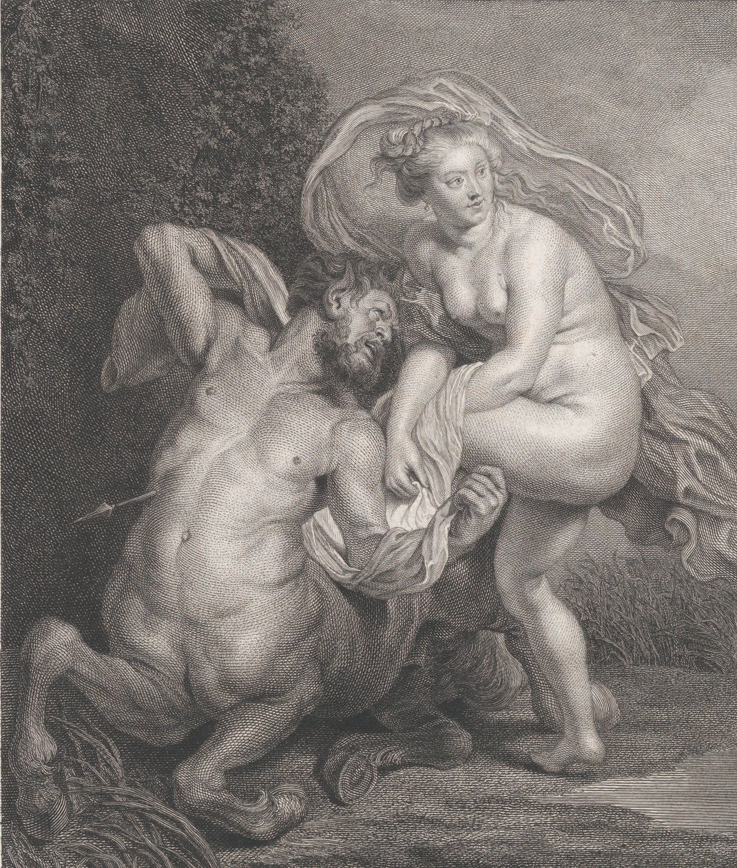 Deianira riceve la tunica avvelenata da Nesso, e il centauro ferito cade da Christian Gottfried Schulze