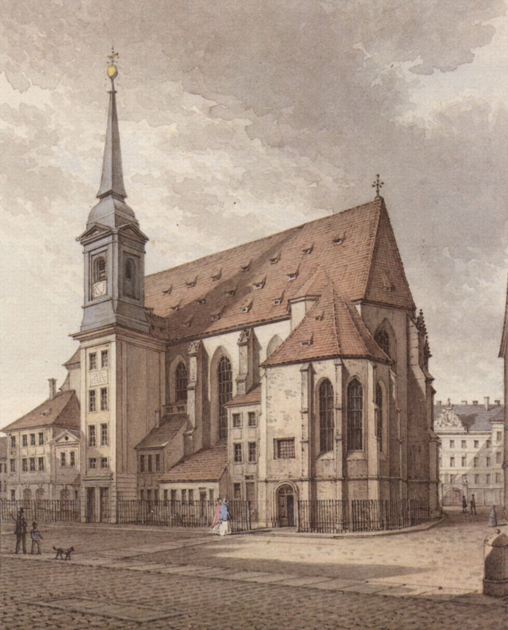 Acquerello della Sophienkirche di Dresda da Christian Gottlob Hammer