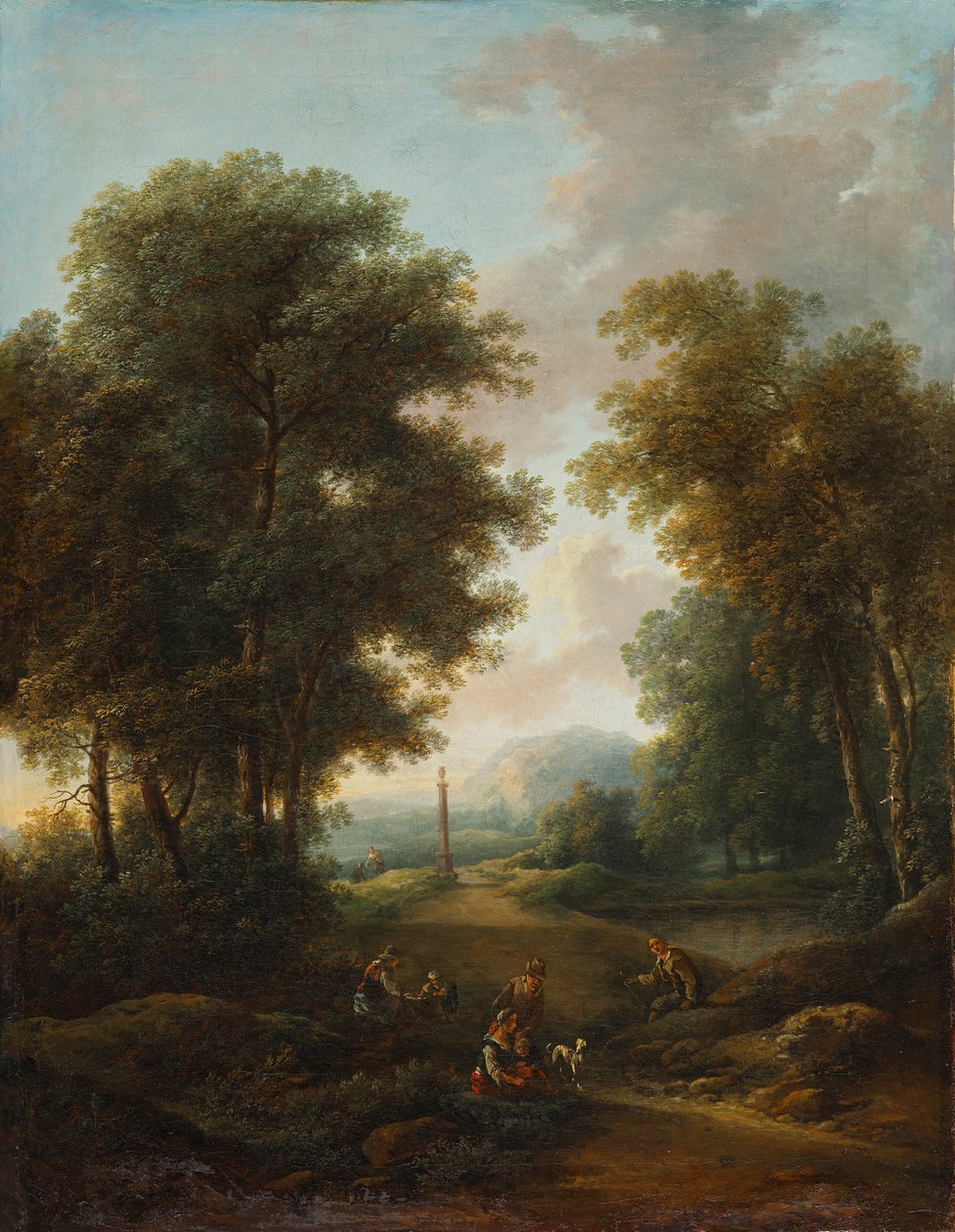 Paesaggio boschivo con edicola votiva da Christian Hilfgott Brand