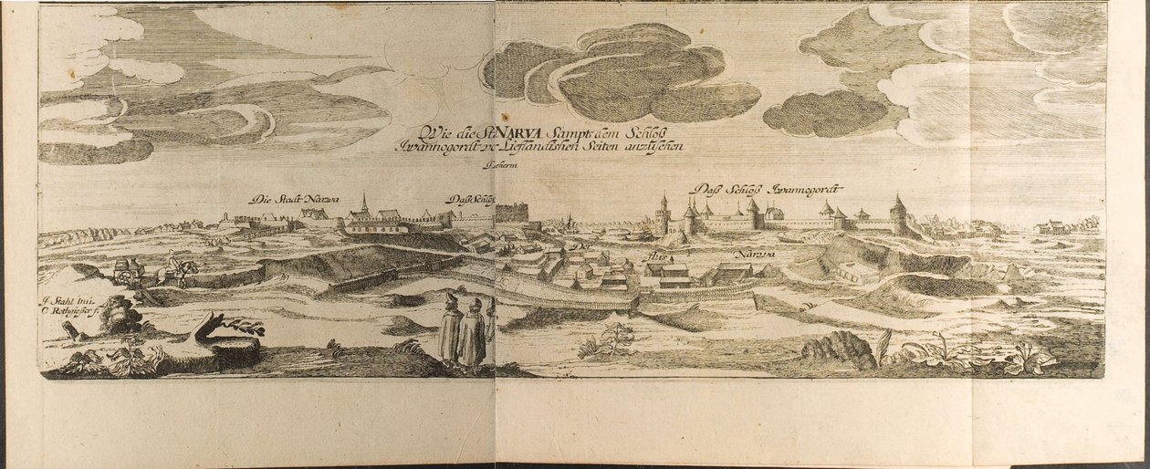 Narva Illustrazione da Travels to the Great Duke of Muscovy and the King of Persia di Adam Olear da Christian Lorenzen Rothgiesser