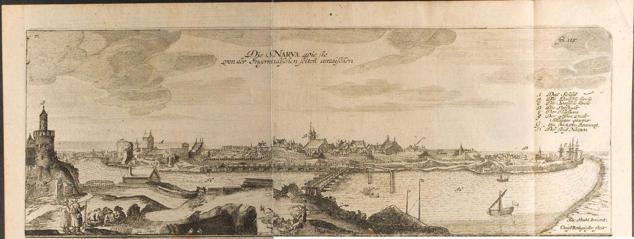 Narva, illustrazione da Viaggi al Gran Duca di Moscovia e al Re di Persia di Adam Olear da Christian Lorenzen Rothgiesser