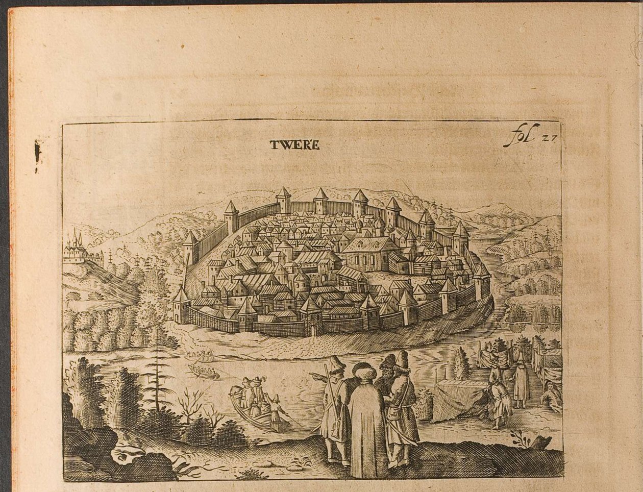 Tver, illustrazione da Viaggi al Gran Duca di Moscovia e al Re di Persia di Adam Oleari da Christian Lorenzen Rothgiesser