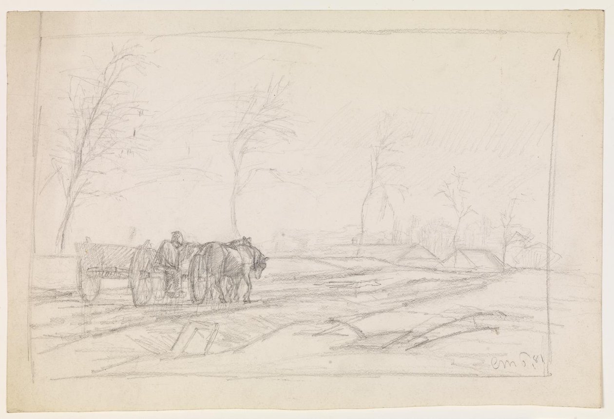 Paesaggio con Alberi Spogli e un Carro da Lavoro da Christian Mourier Petersen
