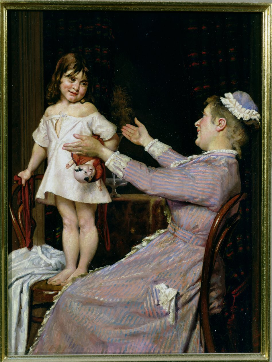 Bambina con una bambola e la sua tata, 1896 da Christian Pram Henningsen