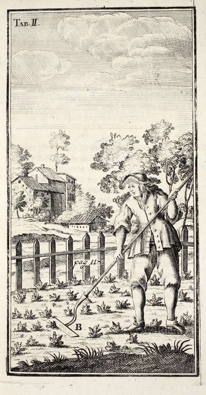 Giardiniere che zappa, pub. Erfurt in Turingia, 1753-55 da Christian Reicharts