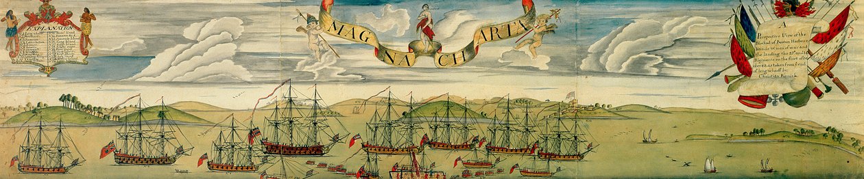 Vista prospettica del blocco del porto di Boston, c.1768 da Christian Remick