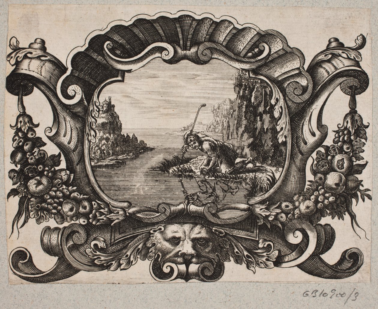 Emblema con pastore che si specchia in un lago da Christian Rothgiesser