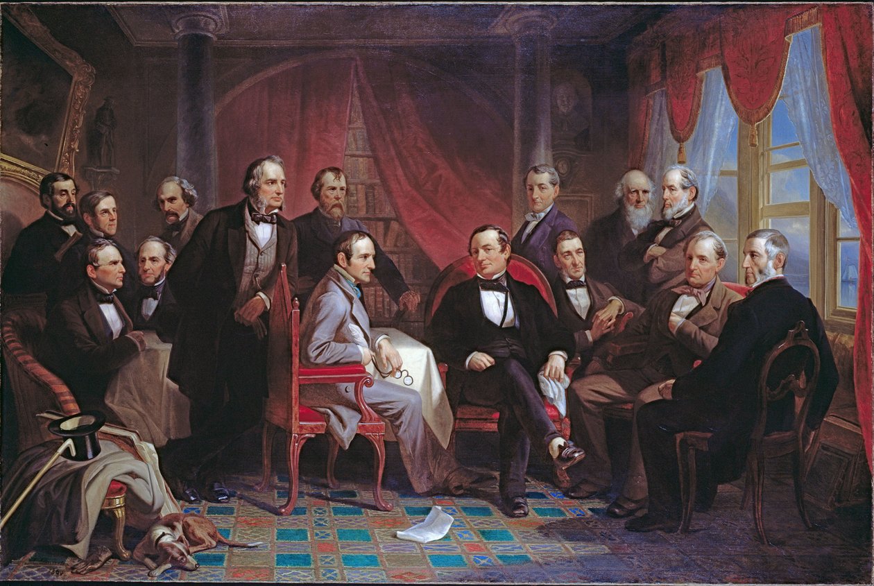 Washington Irving e i suoi amici letterati a Sunnyside da Christian Schussele
