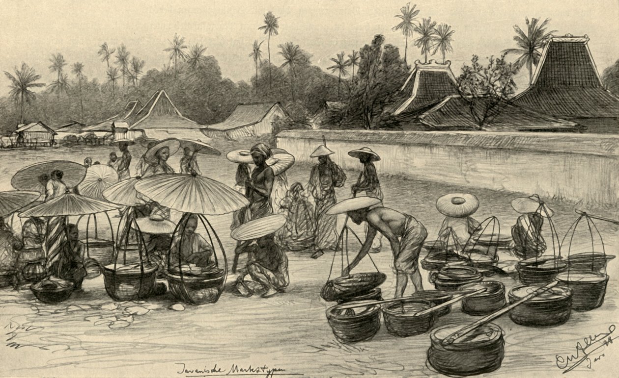 Scena di mercato, Giava, 1898 da Christian Wilhelm Allers