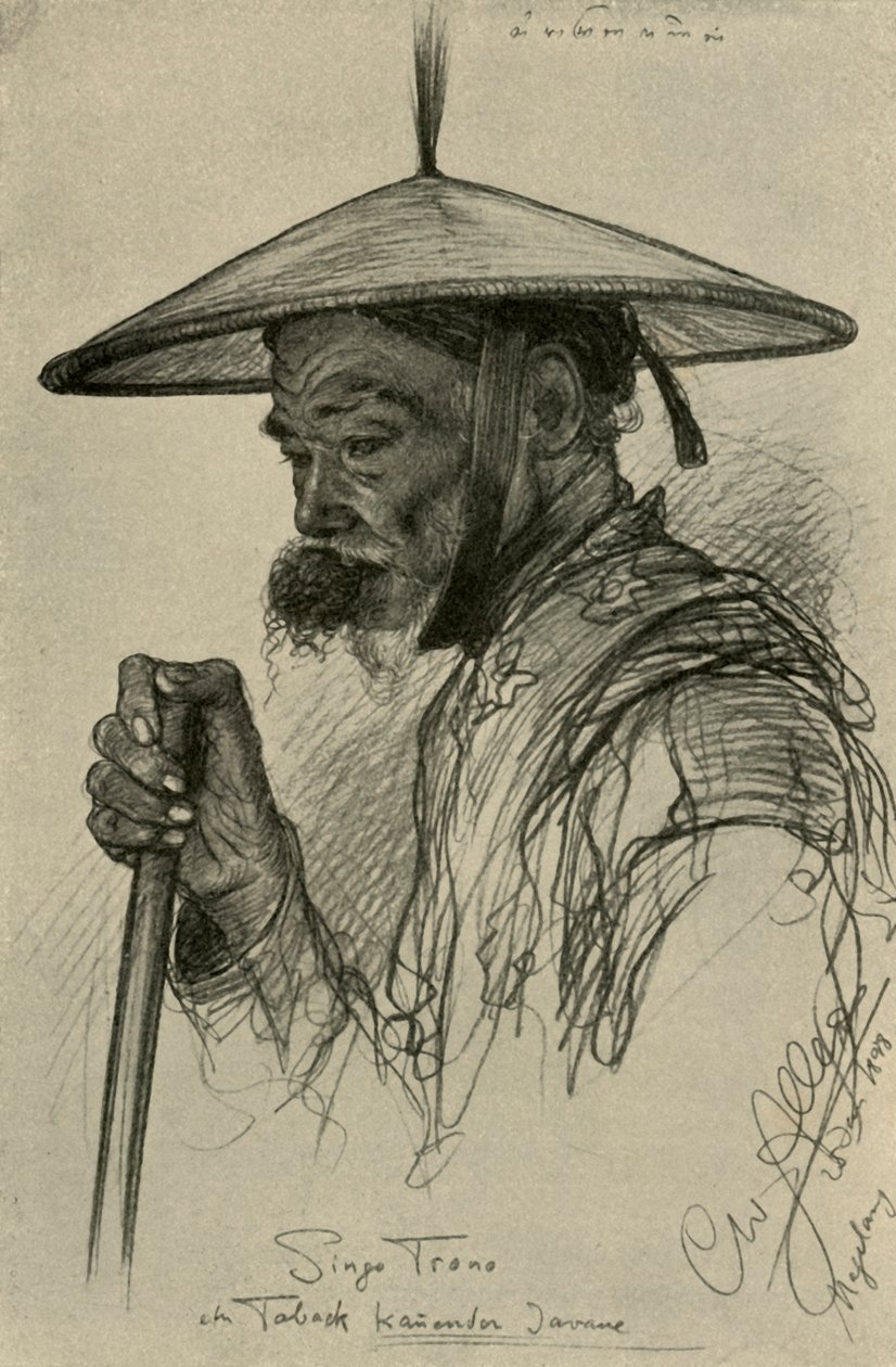 Singo Trono - uomo che mastica tabacco, Magelang, Giava da Christian Wilhelm Allers